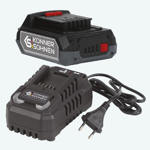 Batteria da 20V 2Ah e caricabatterie da 20V 2,4A inclusi