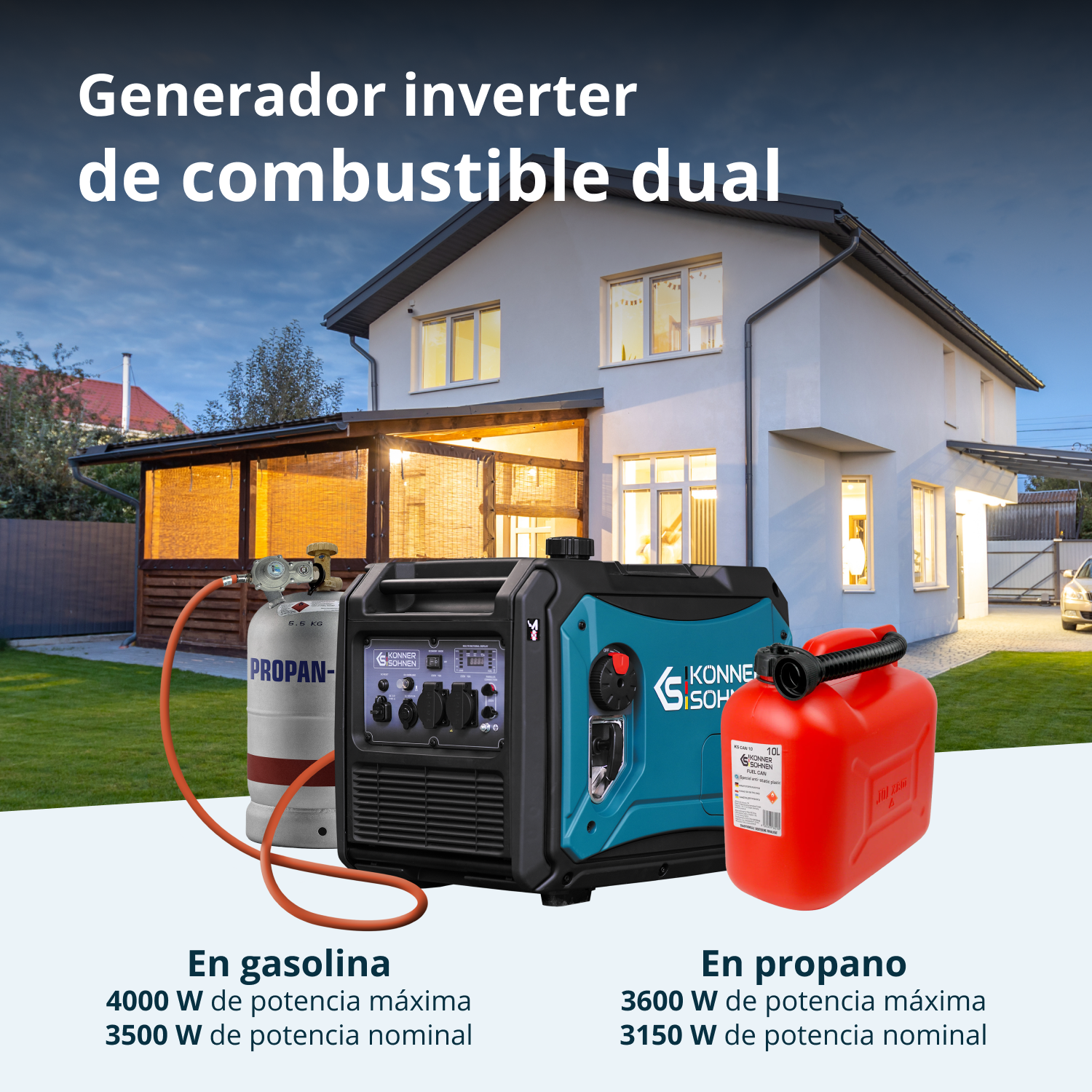 Generador inverter híbrido de gas/gasolina KS 4000iEG S