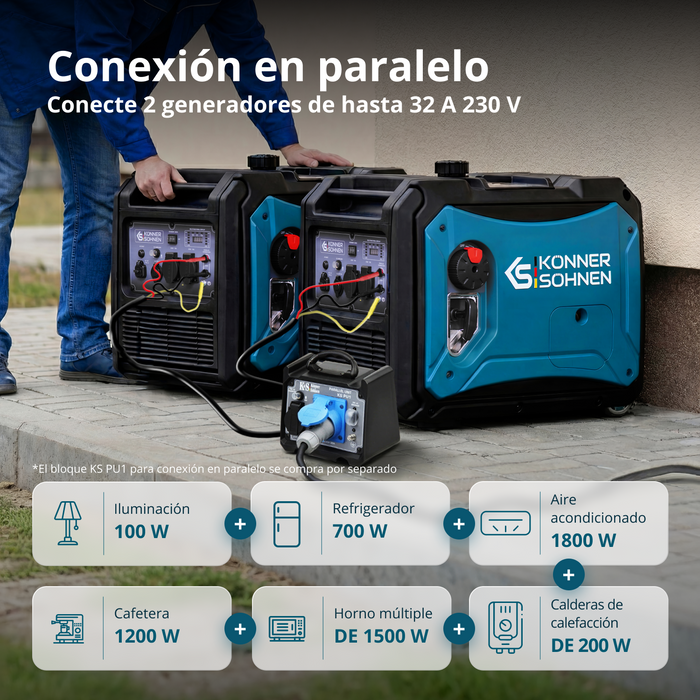 Generador inverter híbrido de gas/gasolina KS 4000iEG S