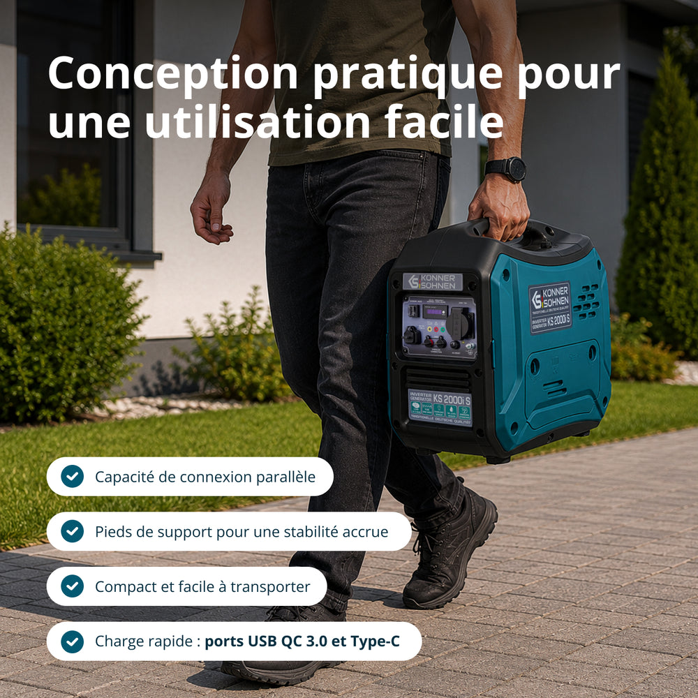 Groupe électrogène-onduleur dans la boîte anti-bruit KS 2000i S