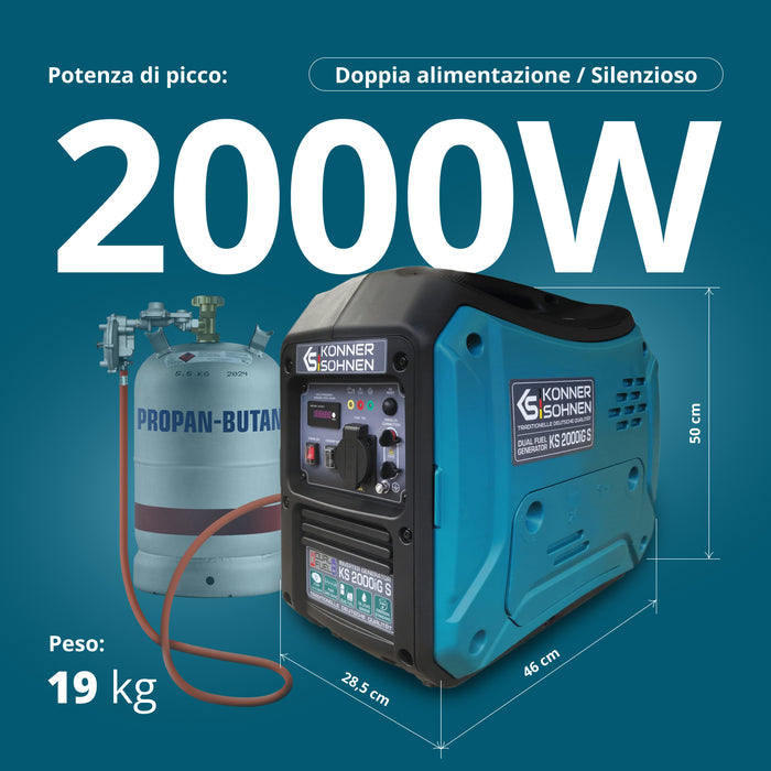 Invertorový generátor na LPG/benzín KS 2000iG S