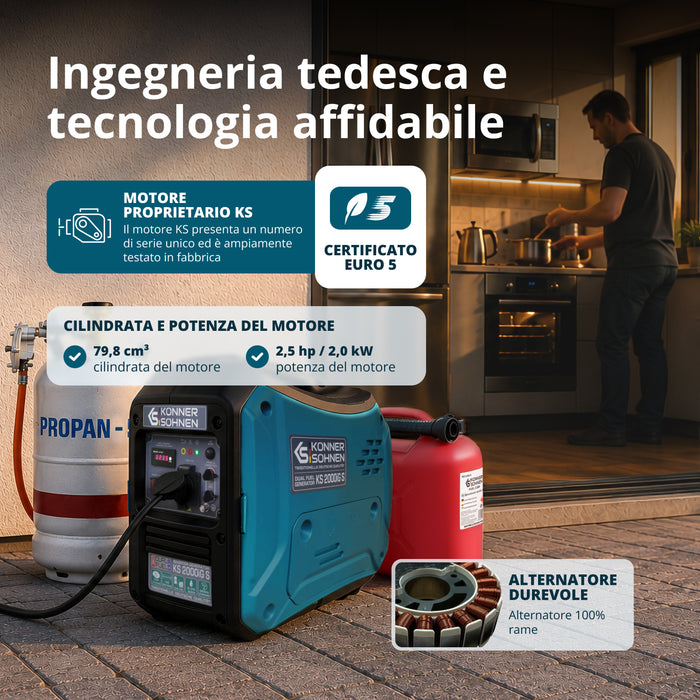 Invertorový generátor na LPG/benzín KS 2000iG S