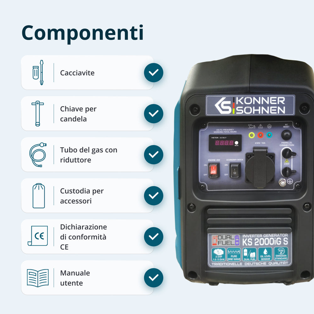 Invertorový generátor na LPG/benzín KS 2000iG S