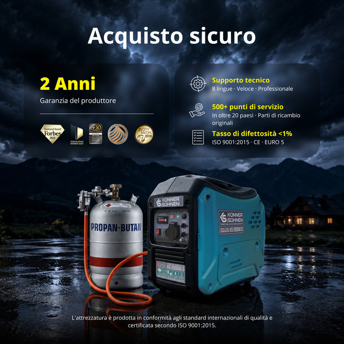 Invertorový generátor na LPG/benzín KS 2000iG S