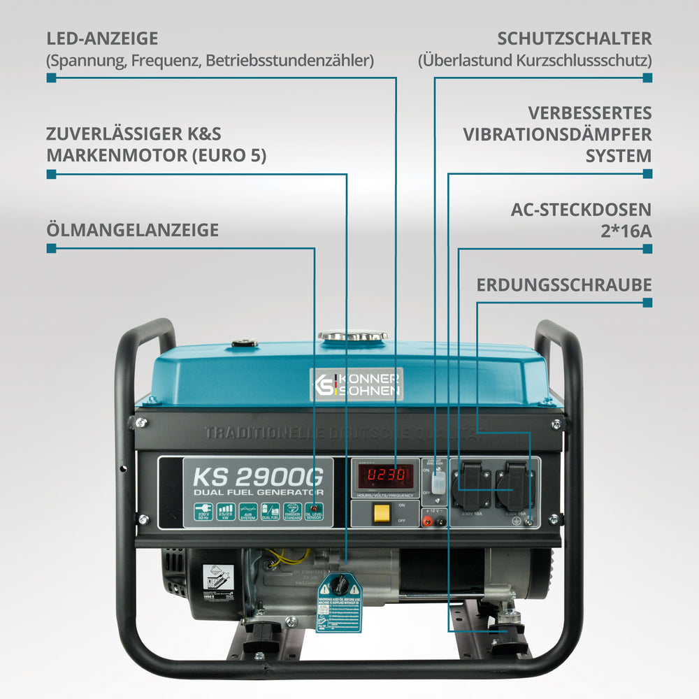 LPG/Benzin-Generator "Könner & Söhnen" KS 2900G
