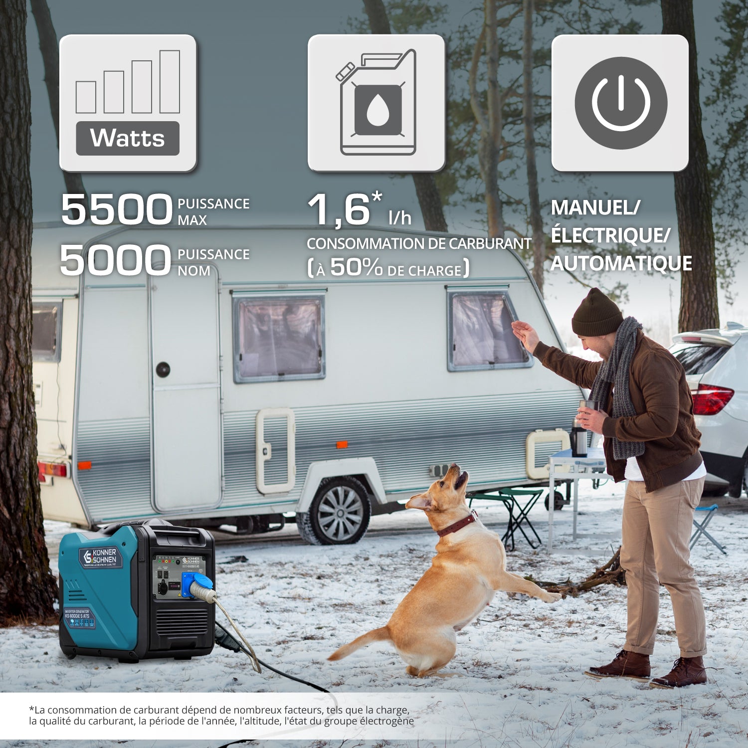 Groupe électrogène-onduleur dans la boîte anti-bruit KS 6000iE S ATS Version 2