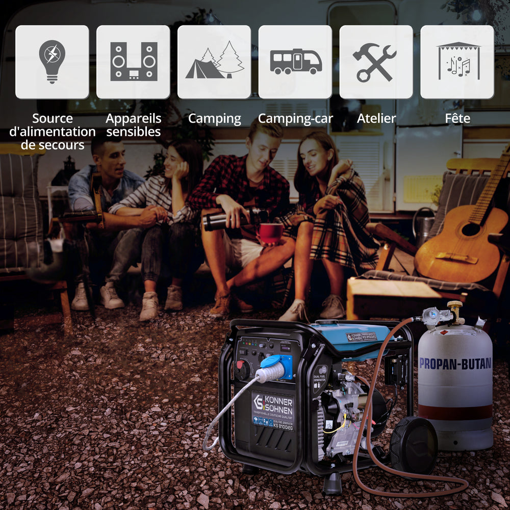 Groupe électrogène à essence-gaz de type inverter KS 8100iEG