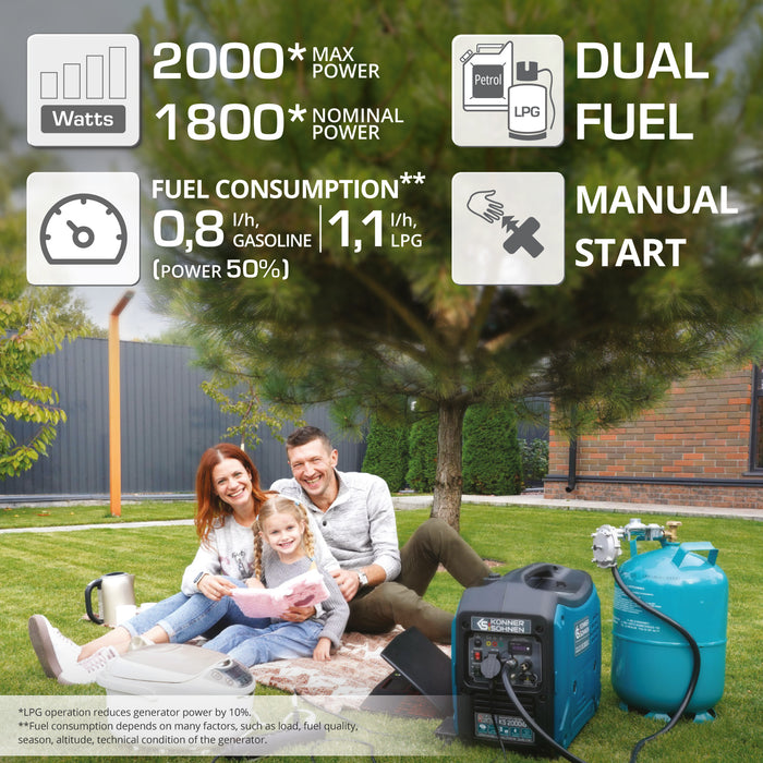 Invertorový generátor na LPG/benzín KS 2000iG S