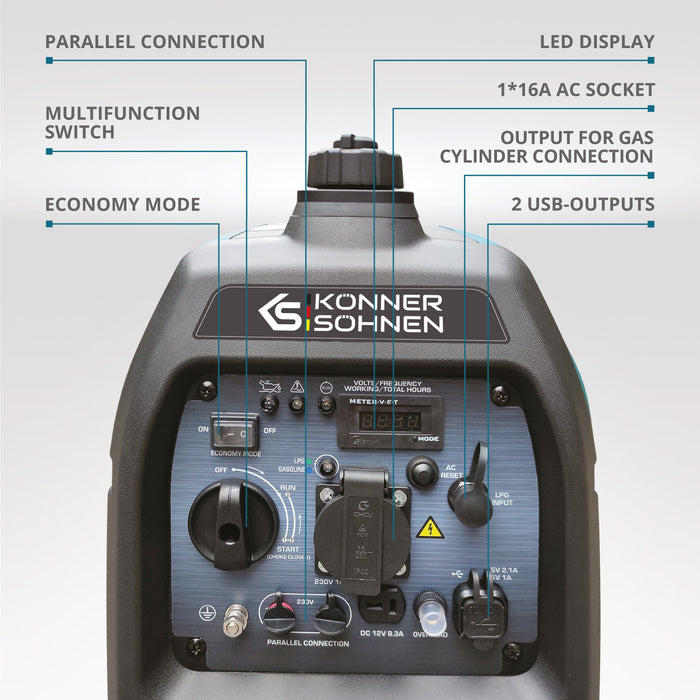 Invertorový generátor na LPG/benzín KS 2100iG S