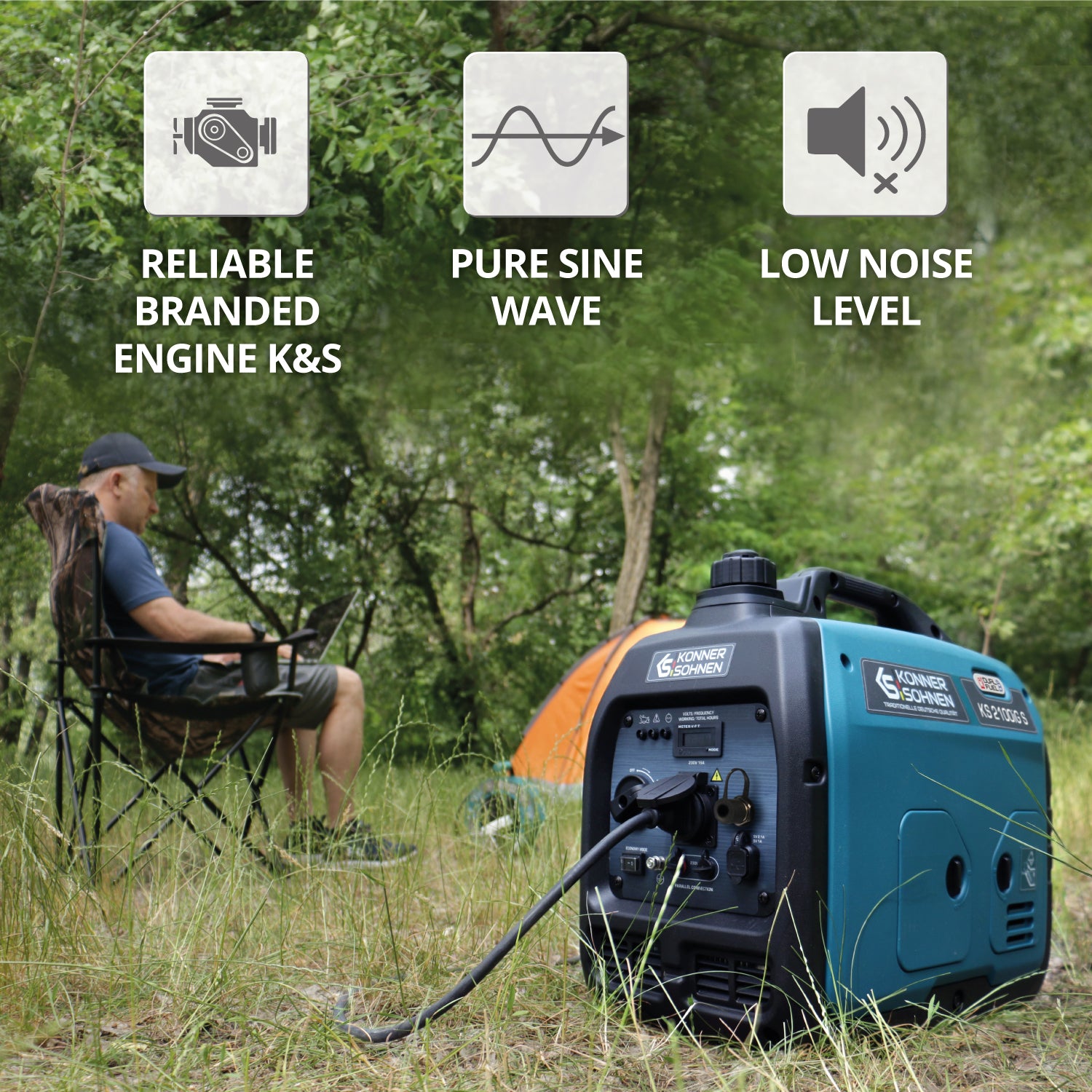 Invertorový generátor na LPG/benzín KS 2100iG S
