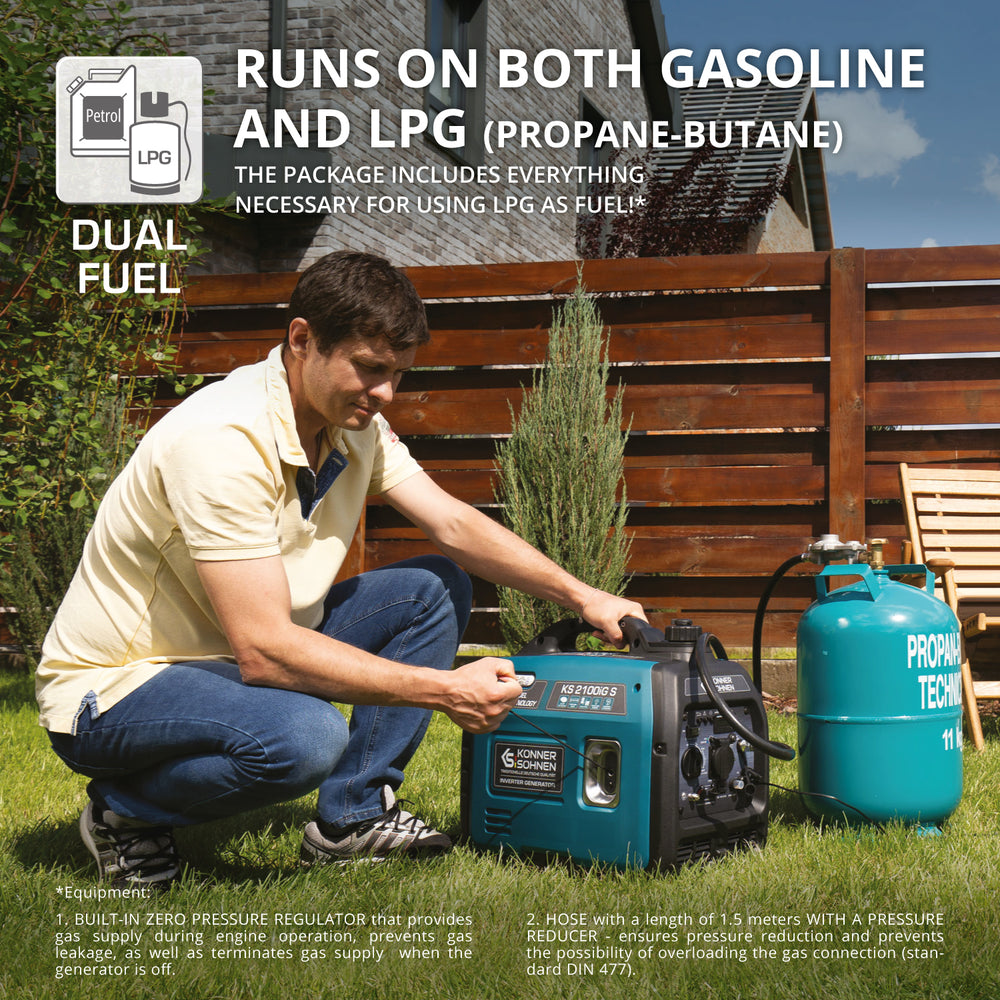 Invertorový generátor na LPG/benzín KS 2100iG S