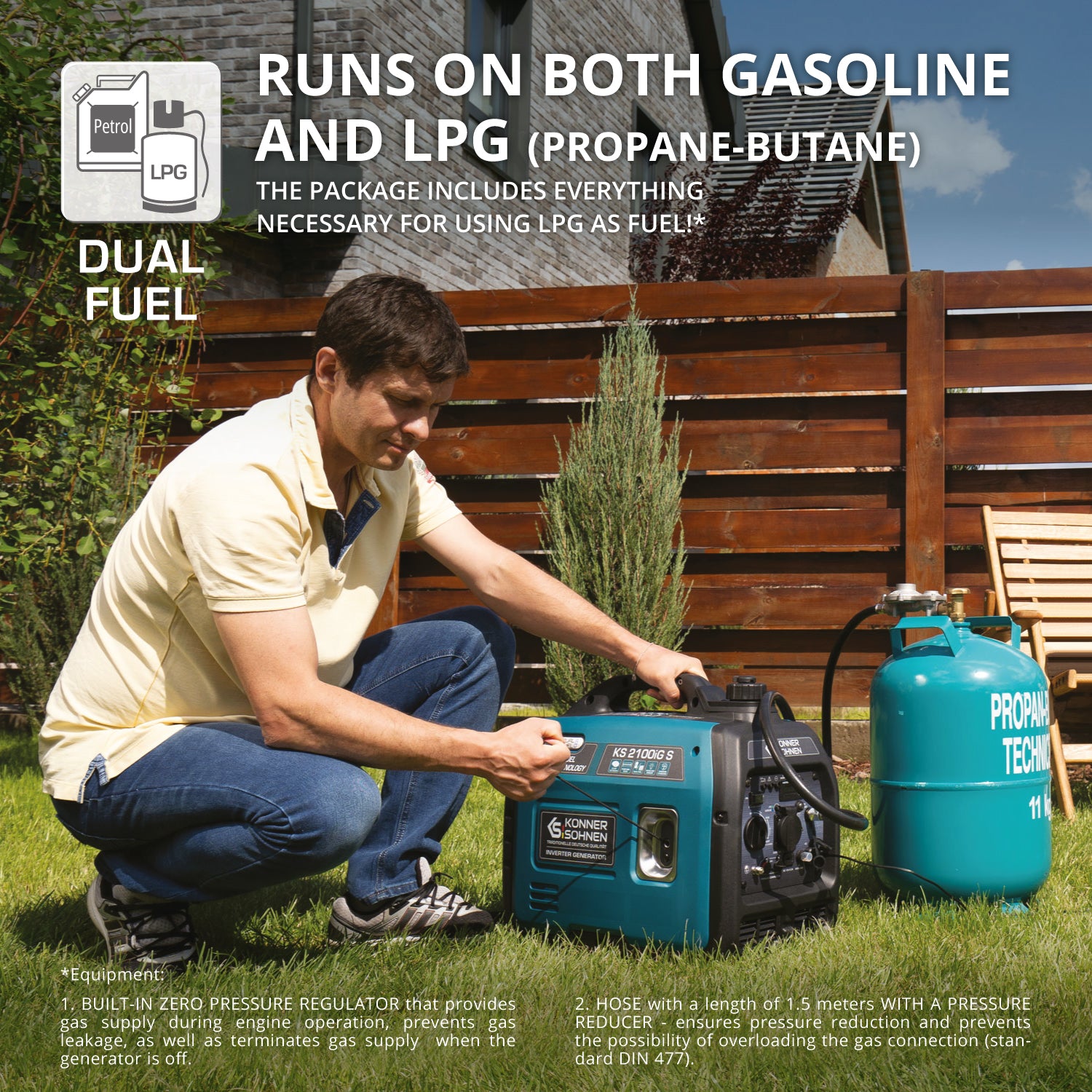 Invertorový generátor na LPG/benzín KS 2100iG S