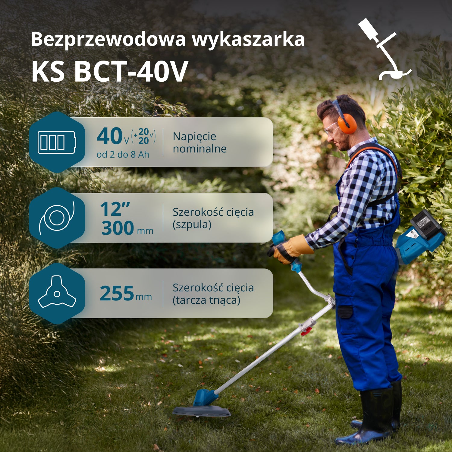 Bezprzewodowa wykaszarka i podkaszarka KS BCT-40V