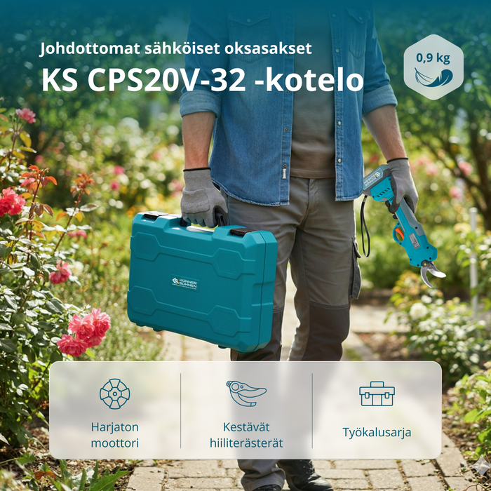 Johdottomat sähköiset oksasakset KS CPS20V-32 CASE PLUS