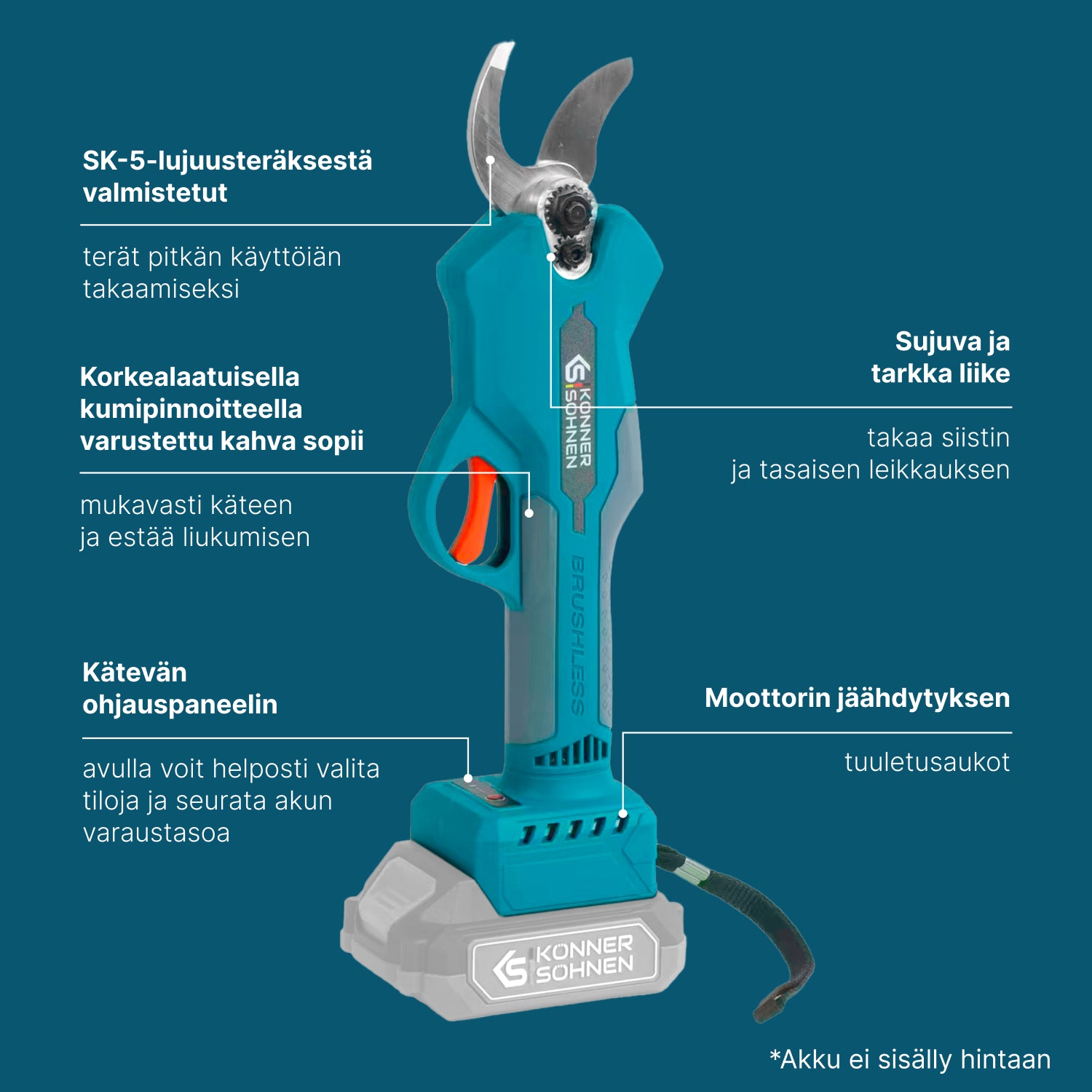 Johdottomat sähköiset oksasakset KS CPS20V-32