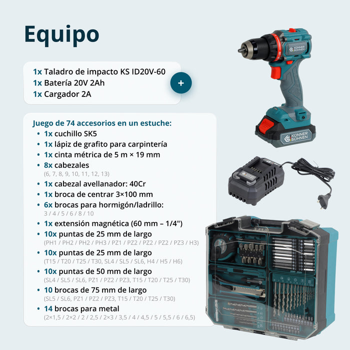 Conjunto Maestro Inalámbrico KS ID20V-60 KIT 74 PLUS
