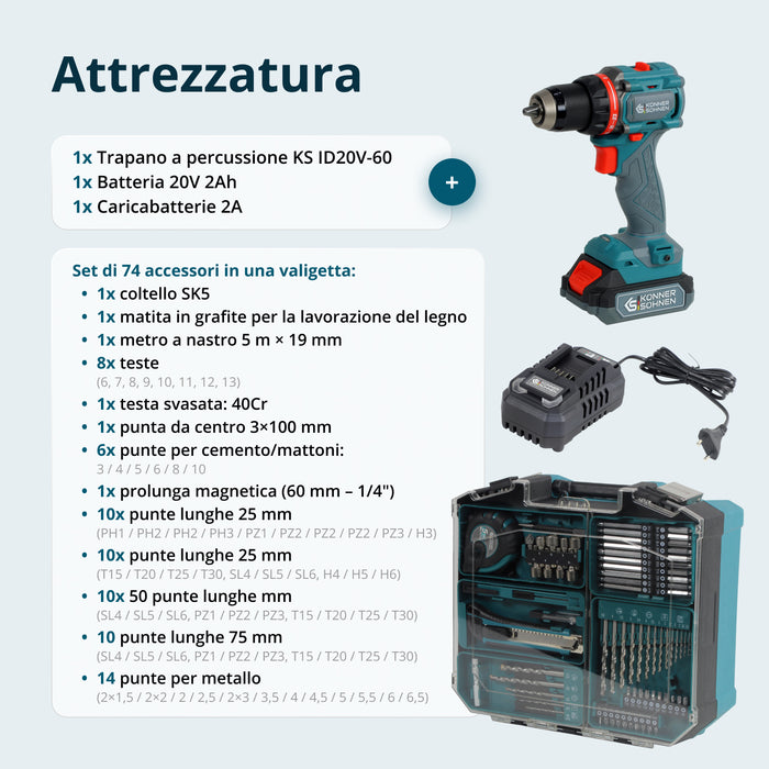 Vezeték nélküli Mester Készlet KS ID20V-60 KIT 74