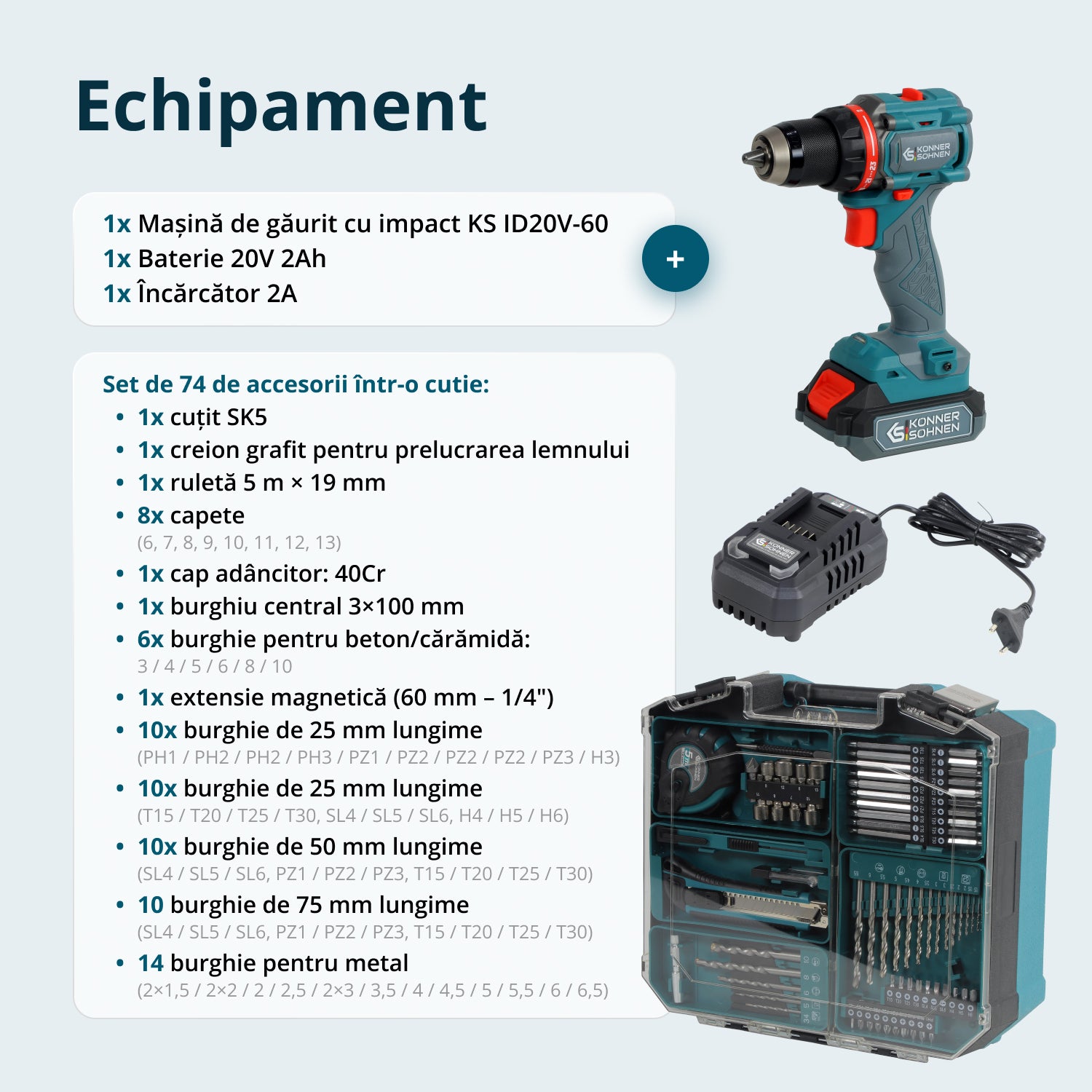 Baterie Maestru fără Fir KS ID20V-60 KIT 74 