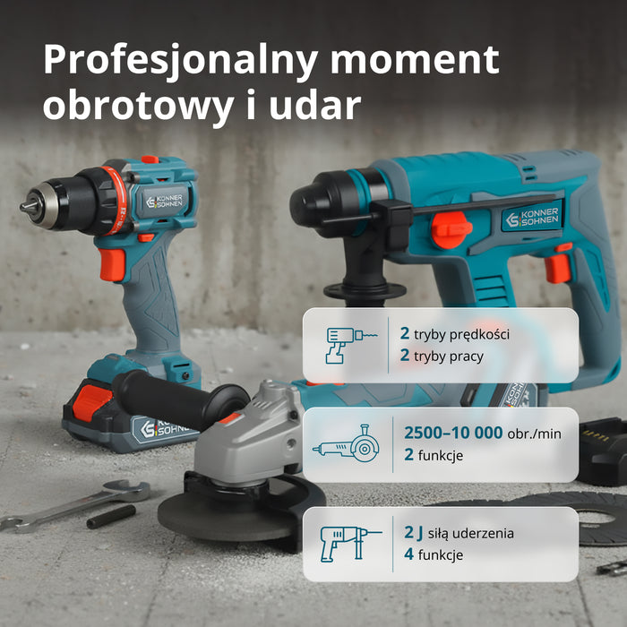 Bezprzewodowy Zestaw Majsterkowicza 3-w-1 KS RHAGD 20V SET 3 (Odnowiony – Stan doskonały)