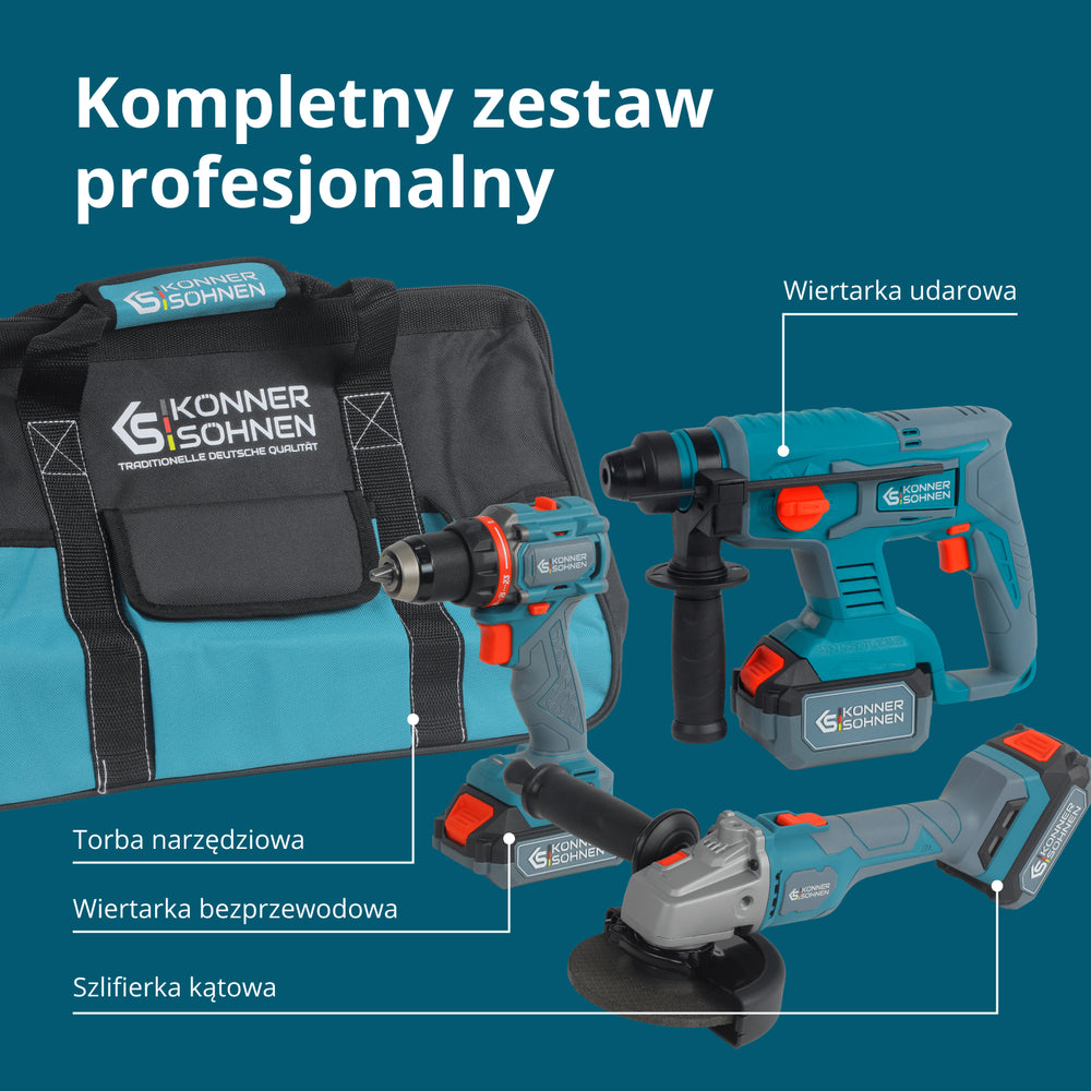 Bezprzewodowy Zestaw Majsterkowicza 3-w-1 KS RHAGD 20V SET 3 (Odnowiony – Stan doskonały)