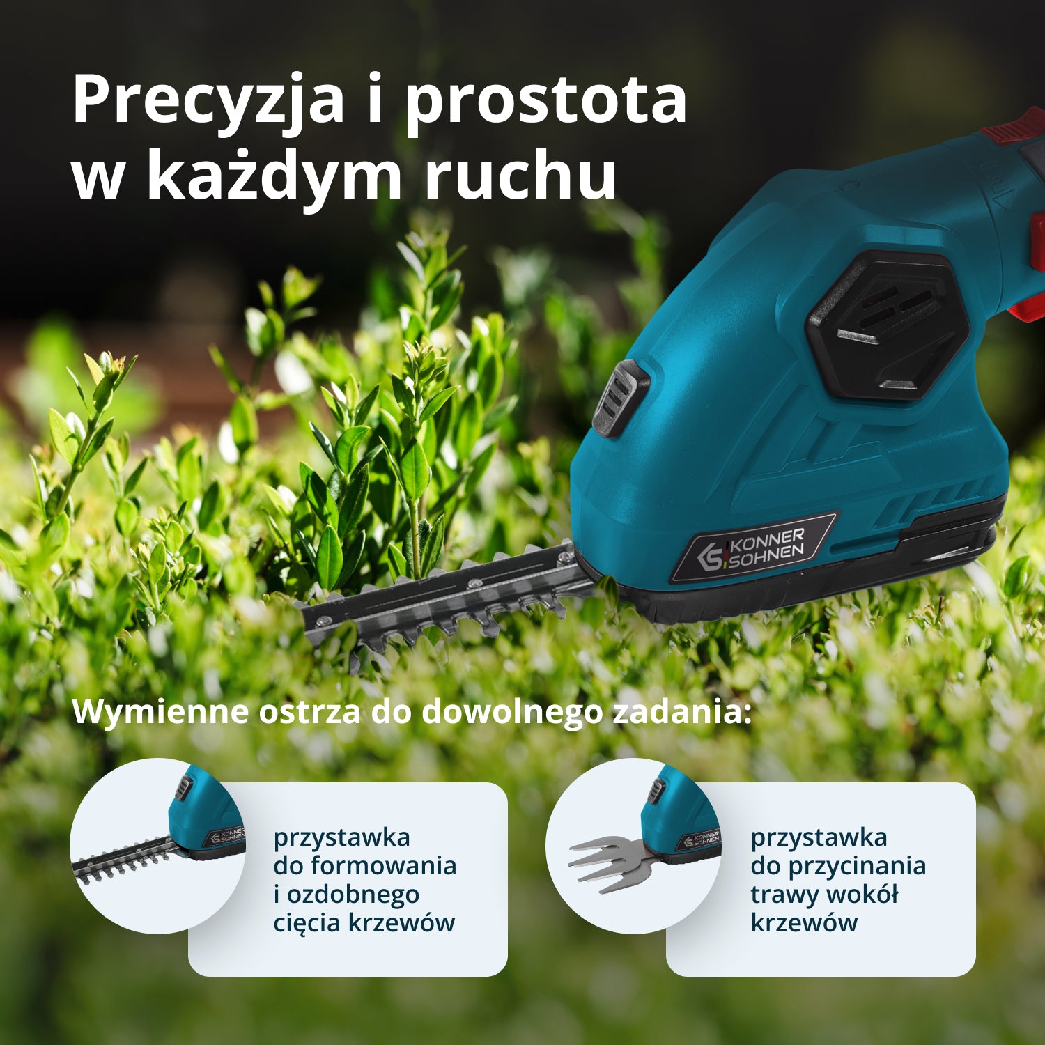 Akumulatorowe nożyce do trawy i żywopłotu 2 w 1 z przedłużaczem teleskopowym KS SHT-8V + Extension Pole