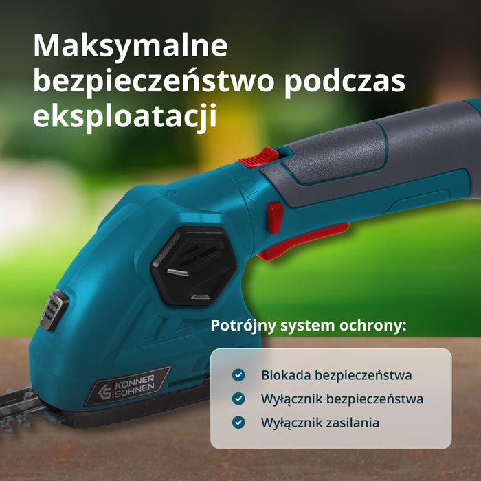 Akumulatorowe nożyce do trawy i żywopłotu 2 w 1 z przedłużaczem teleskopowym KS SHT-8V + Extension Pole