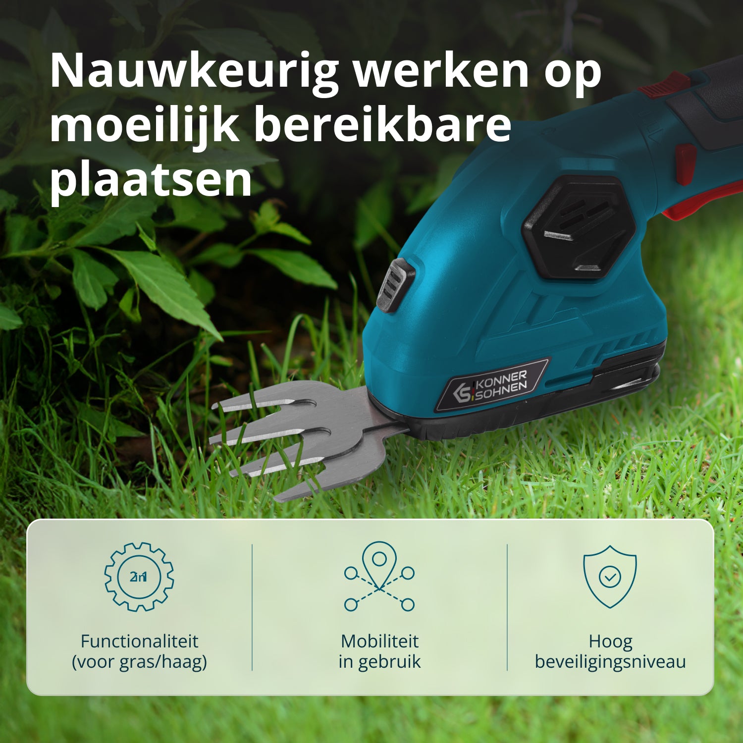 Snoerloze 2 in 1 Grasmaai- en Heggenschaar met Telescopische Verlengstok KS SHT-8V + Extension Pole