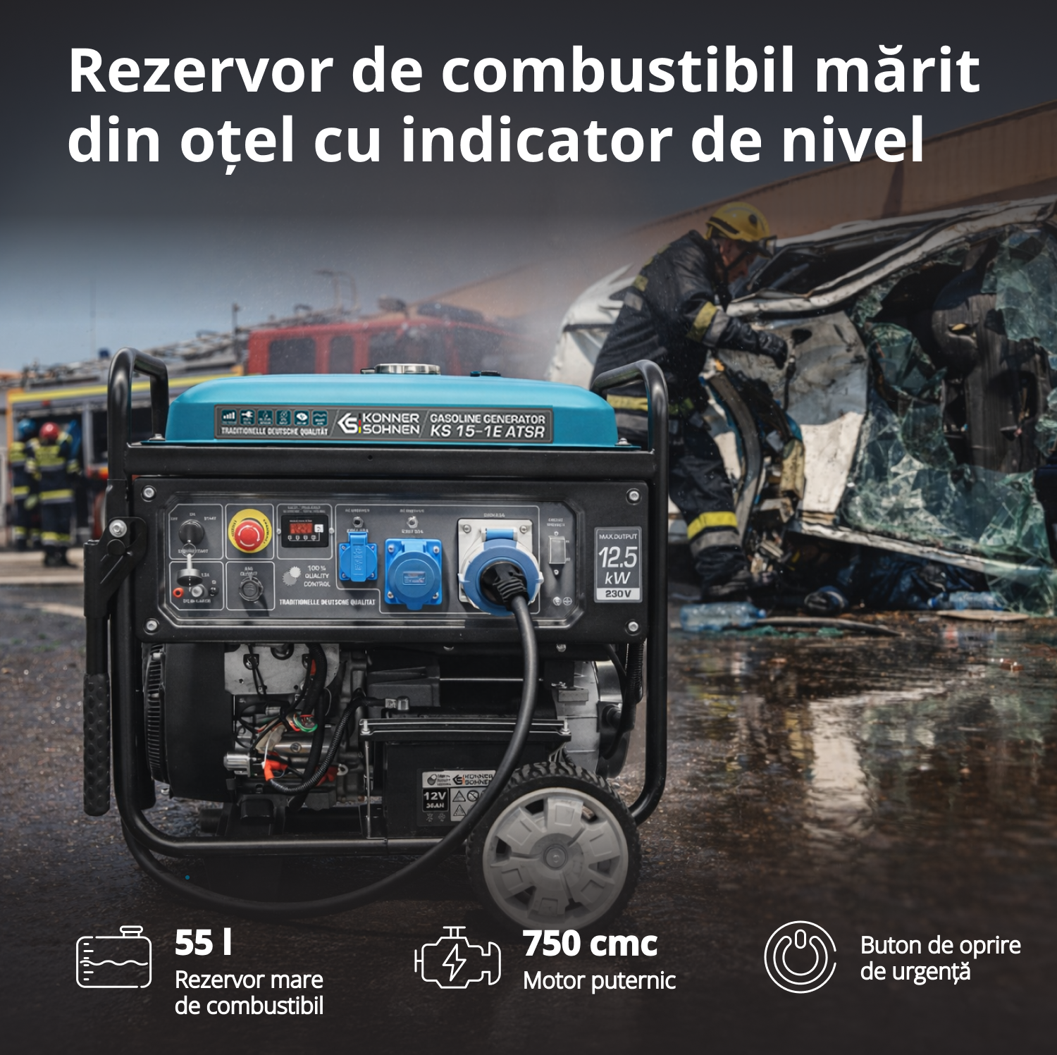 Generator pe benzină „Könner & Söhnen” KS 15-1E ATSR