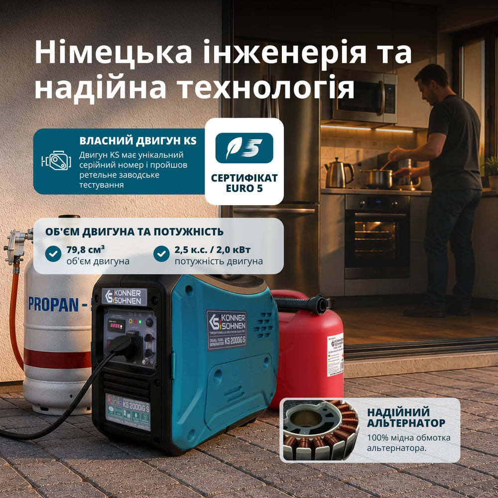 Інверторний генератор LPG/бензин KS 2000iG S