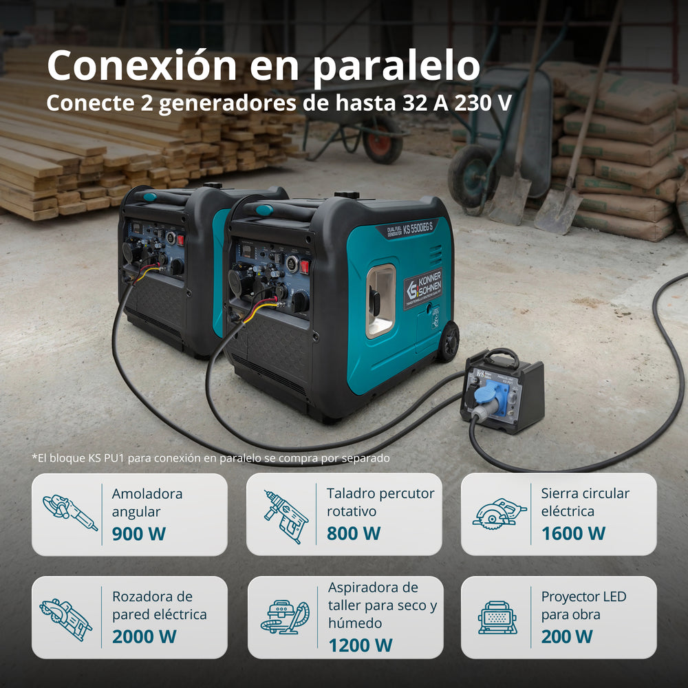 Generador inverter híbrido de gas/gasolina KS 5500iEG S