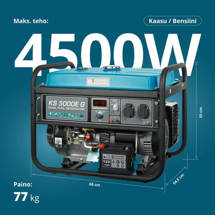 LPG/Bensiinigeneraattori 'Könner & Söhnen' KS 5000E G