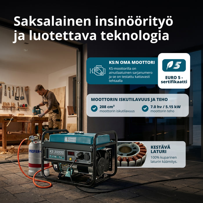 LPG/Bensiinigeneraattori 'Könner & Söhnen' KS 3000G