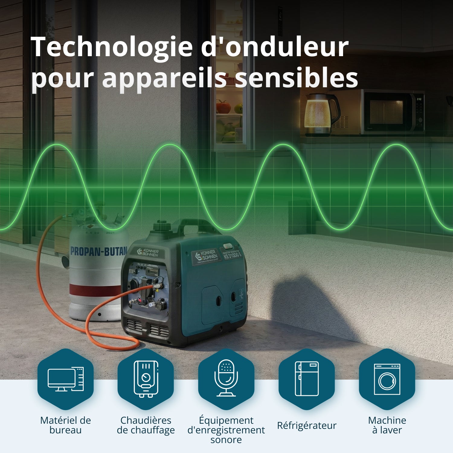 Groupe électrogène à essence-gaz de type inverter KS 3100iG S