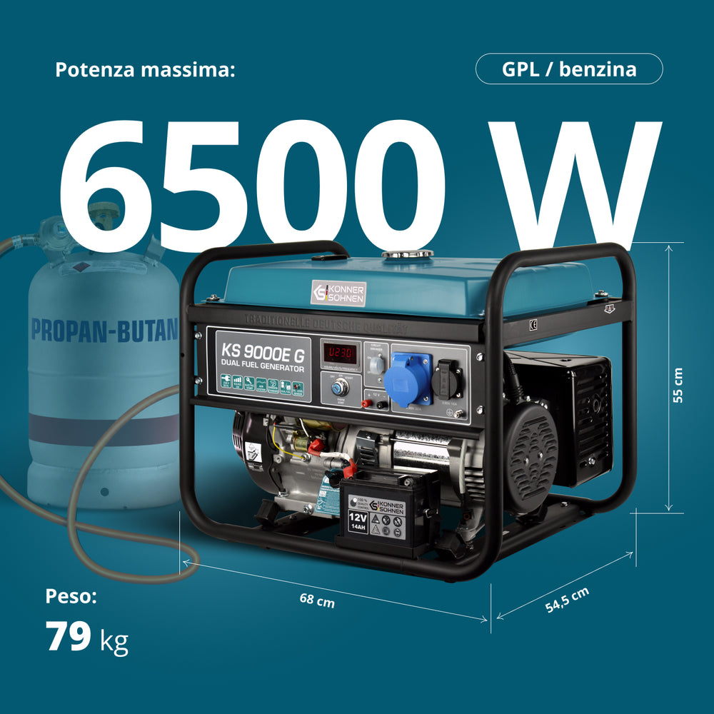 LPG/Benzin Generátor „Könner & Söhnen” KS 9000E G