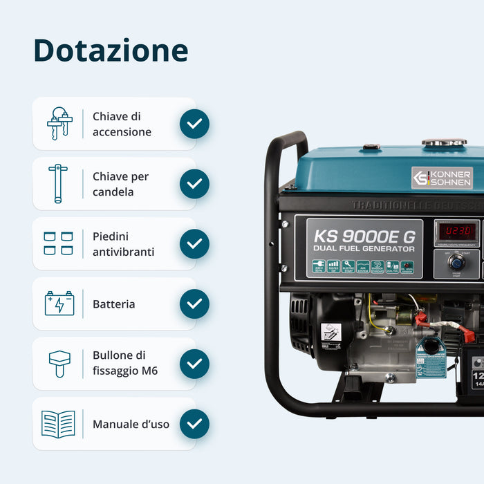 LPG/Benzin Generátor „Könner & Söhnen” KS 9000E G