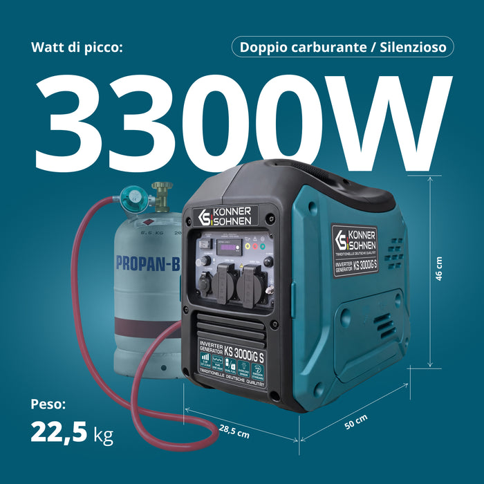 Invertorový generátor na LPG/benzín KS 3000iG S