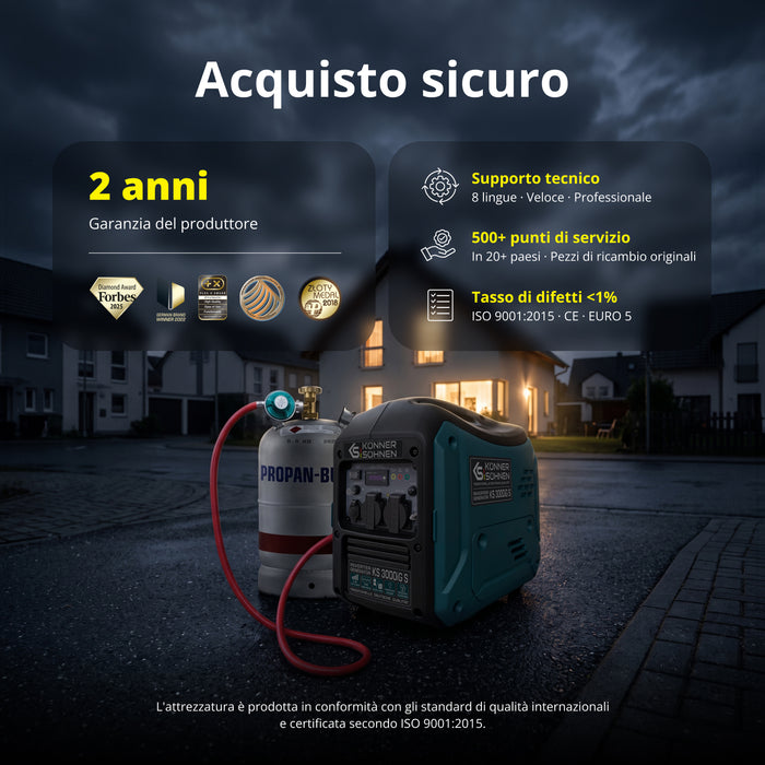Invertorový generátor na LPG/benzín KS 3000iG S