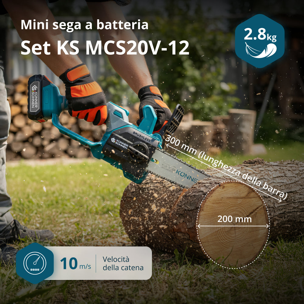 Sladdlös Mini Motorsåg KS MCS20V-12 SET