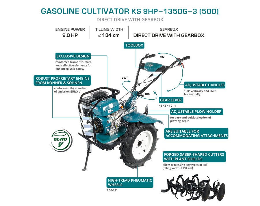 Benzindrevet fræser KS 9HP-1350G-3 (500)