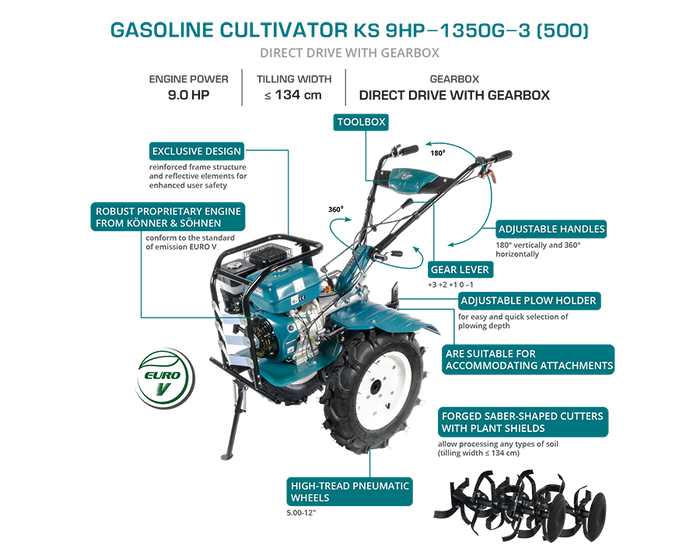 Benzindrevet fræser KS 9HP-1350G-3 (500)