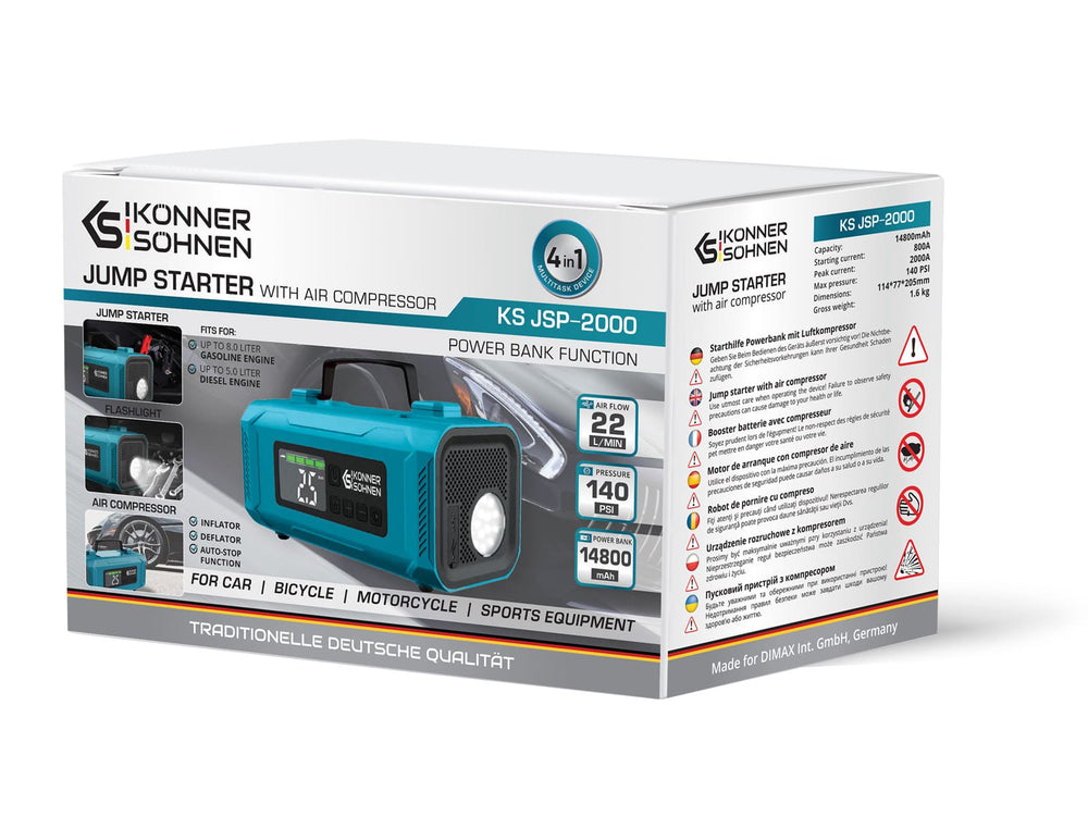 Startonderbreker met een op batterijen werkende compressor KS JSP-2000