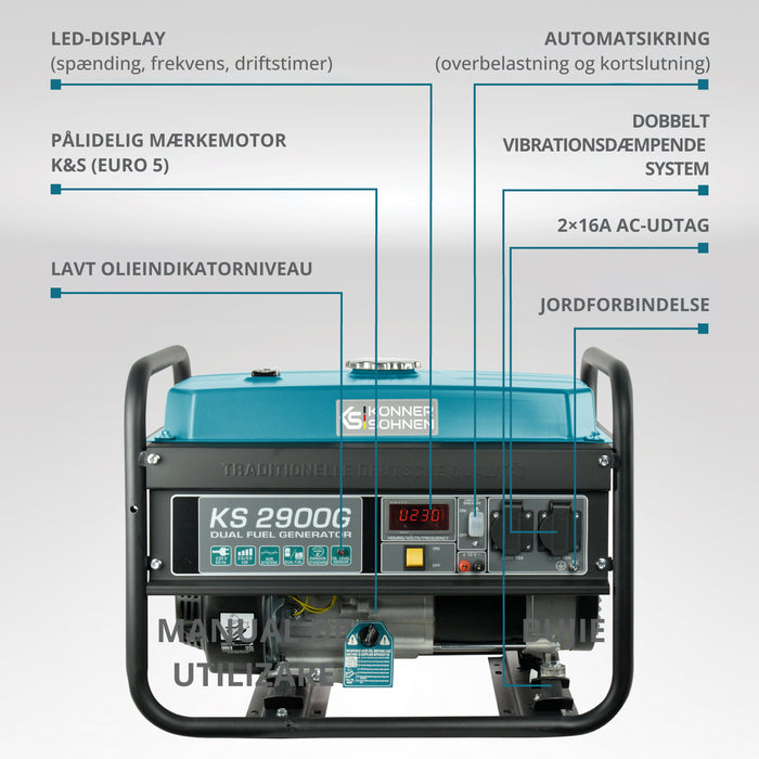 LPG/benzin generator "Könner & Söhnen" KS 2900G