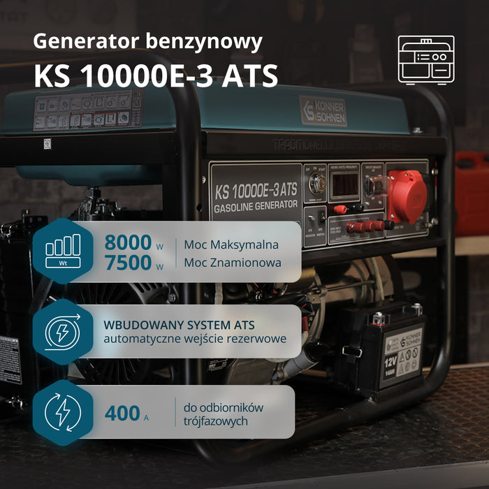 Generator benzynowy „Könner & Söhnen” KS 10000E-3 ATS