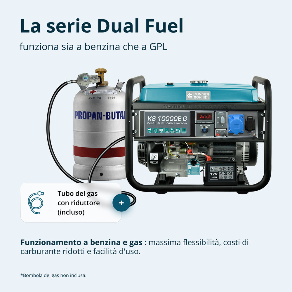LPG/Bensiinigeneraattori 'Könner & Söhnen' KS 10000E G