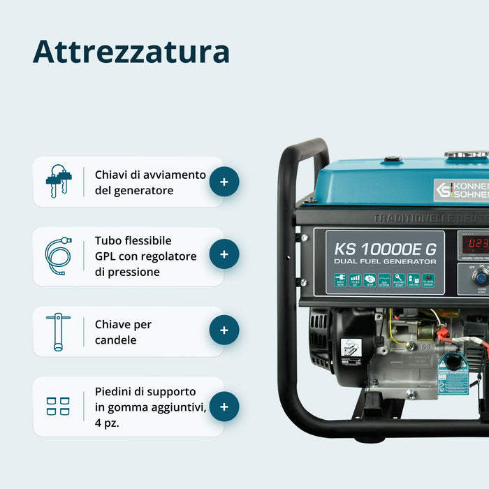 LPG/Bensiinigeneraattori 'Könner & Söhnen' KS 10000E G