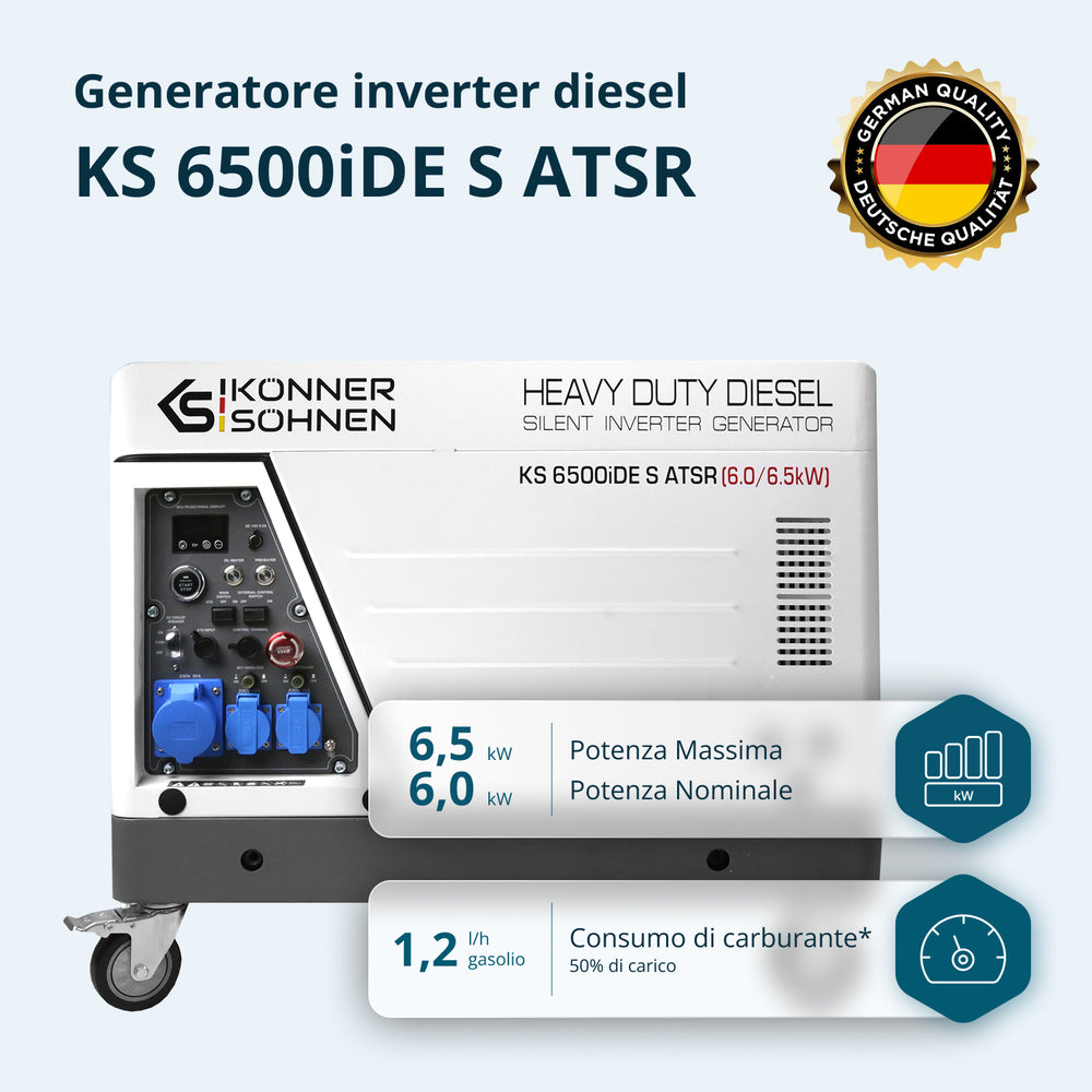 Diesel Inverter Generator i Lyddæmpet Kabinet KS 6500iDE S ATSR