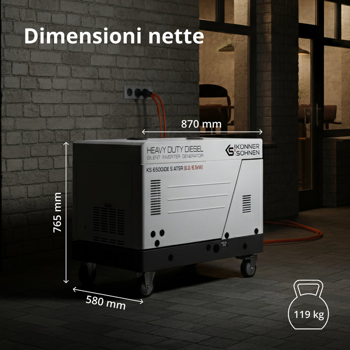 Diesel Inverter Generator i Lyddæmpet Kabinet KS 6500iDE S ATSR