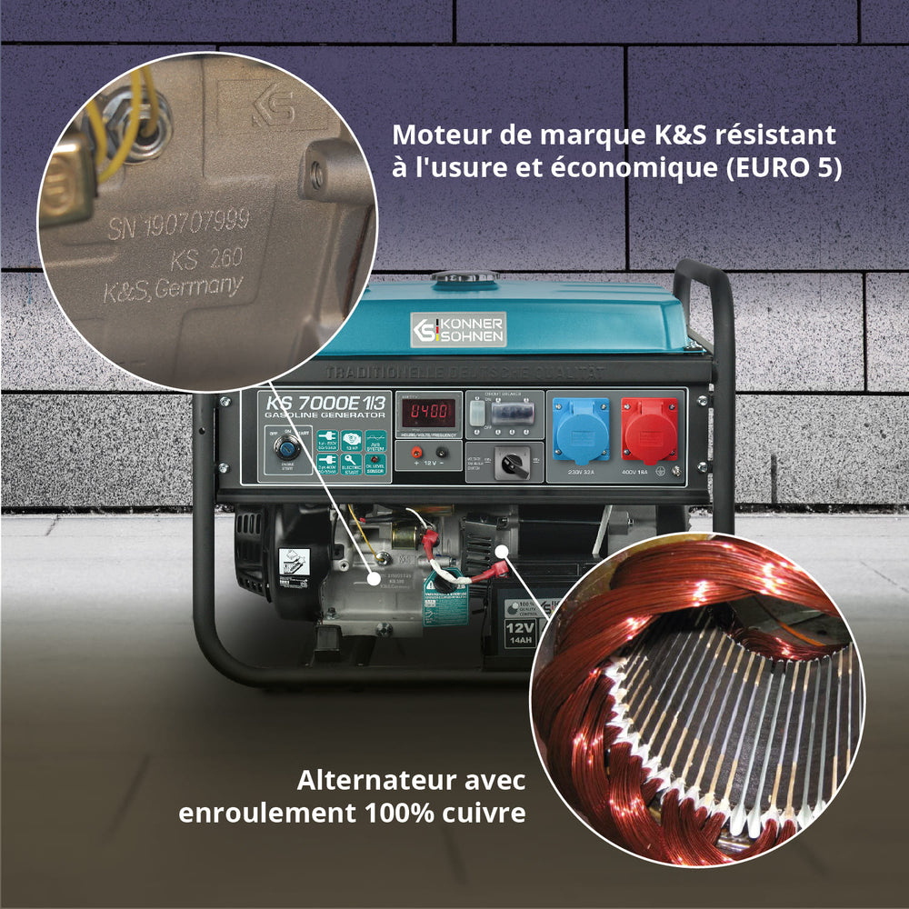 Groupe électrogène à essence "Könner & Söhnen" KS 7000E 1/3