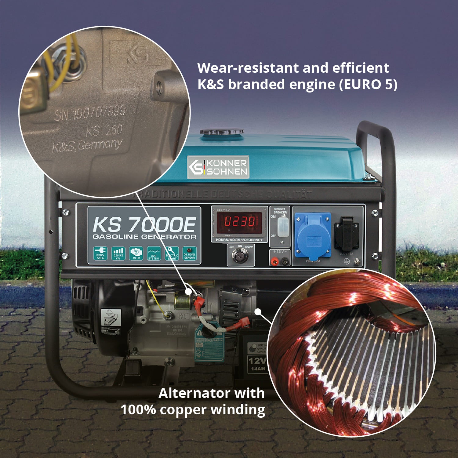 Generatore a benzina "Könner & Söhnen" KS 7000E