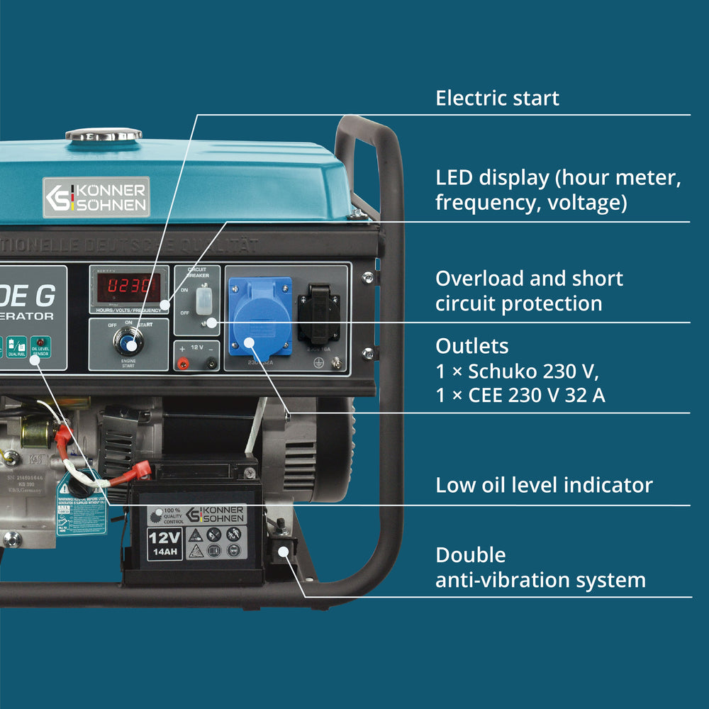 LPG/Bensiinigeneraattori 'Könner & Söhnen' KS 7000E G